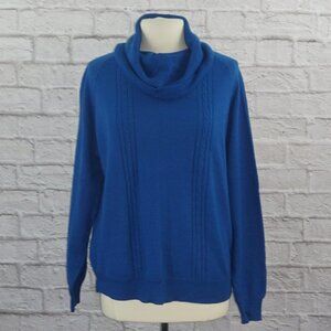 Vintage 70s Blue Cowl Neck Knit Sweater XL